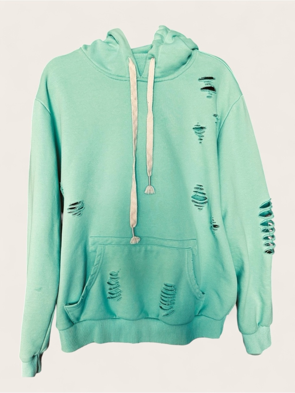 POL Distressed Mint Green Hoodie Sweatshirt Size Small